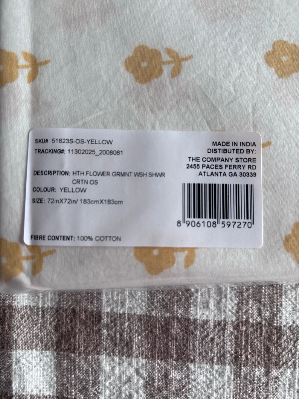 Heather Taylor Home yellow flower shower curtain. NWT
